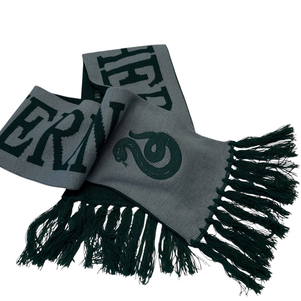 Harry Potter Slytherin Scarf Universal Studios Wizarding World Green Grey‎ Knit